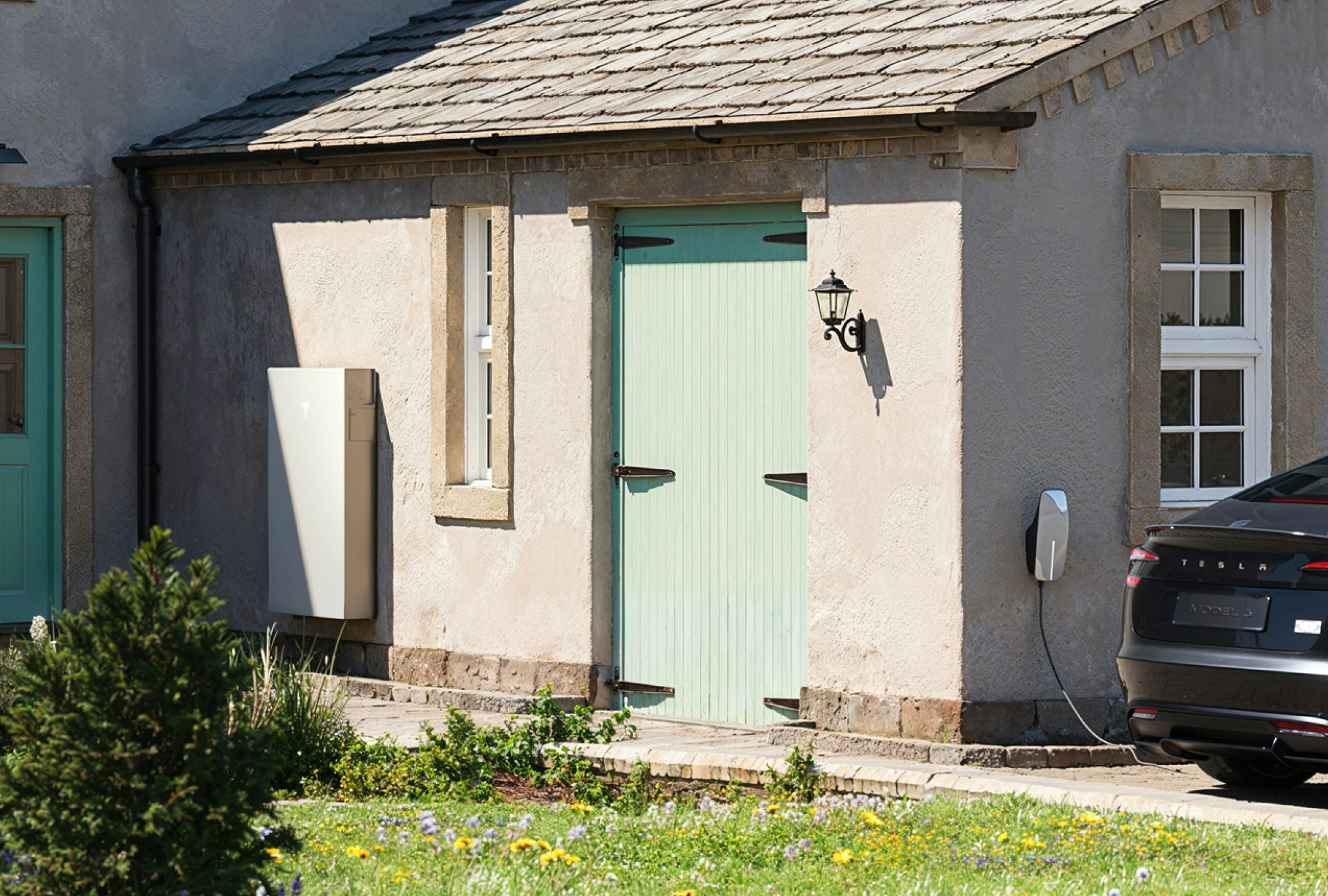 Battery on the side of a home