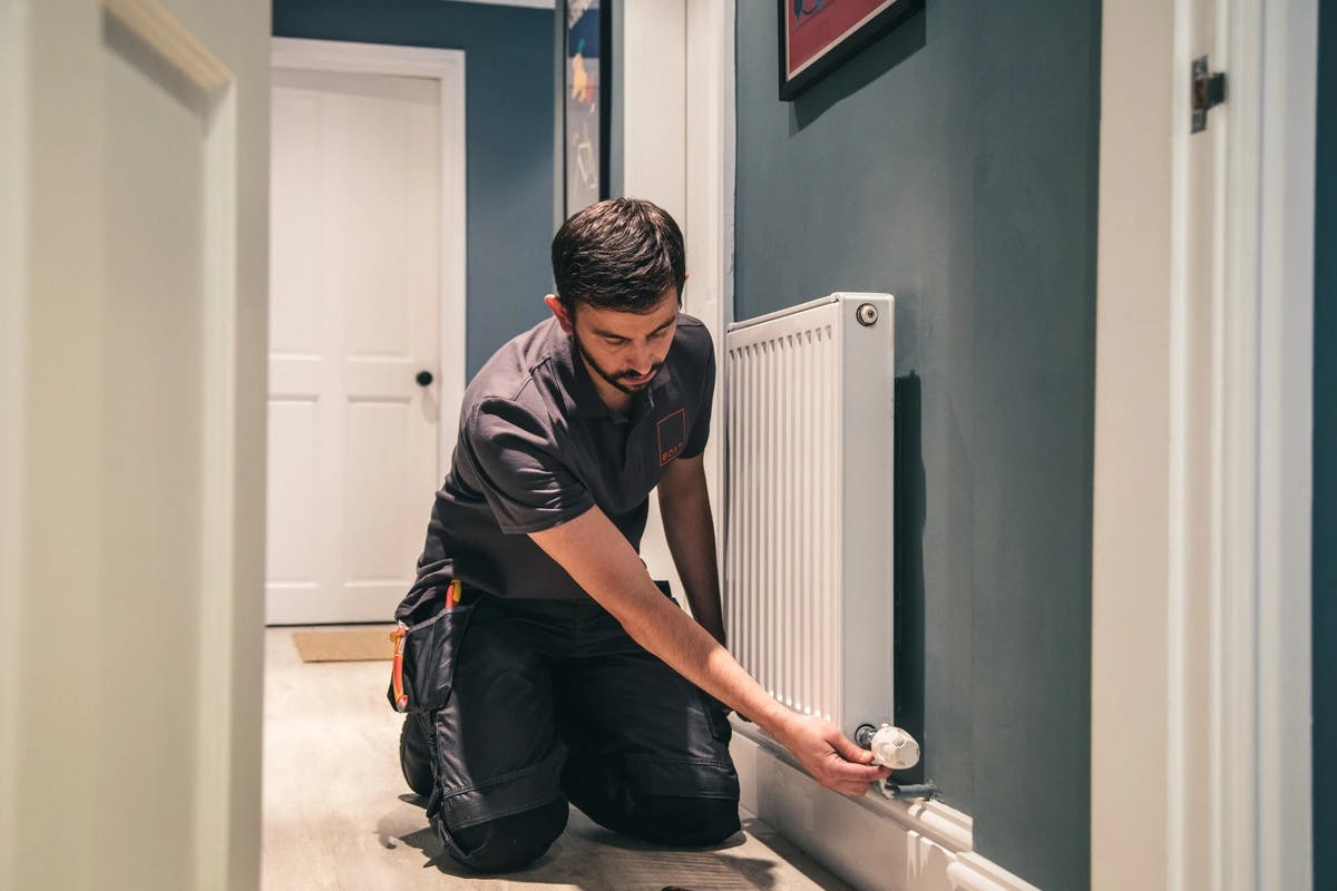 engineer working on a radiator