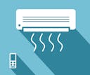 animation of air conditioning unit on a wall and remote